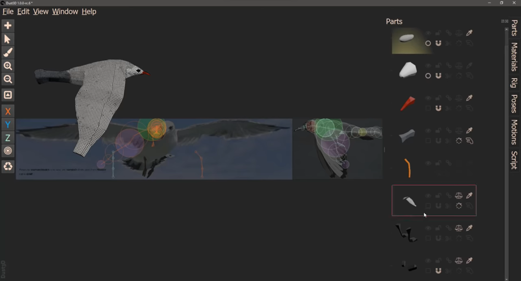 3d models of birds in dyst3d modeling software