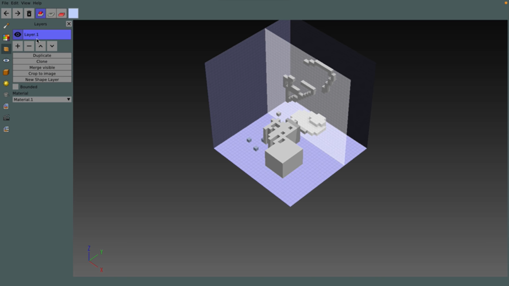 3d model od cube in Goxel modeling software