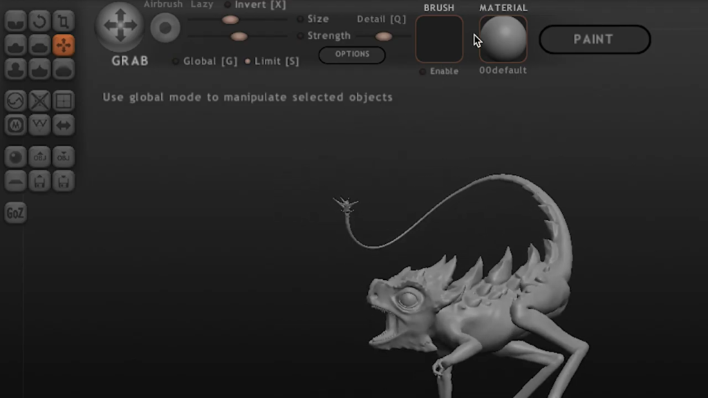 chameleon 3d model in sculptris software