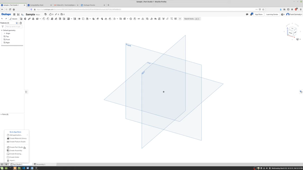 different figures in 3d modeling software Onshape