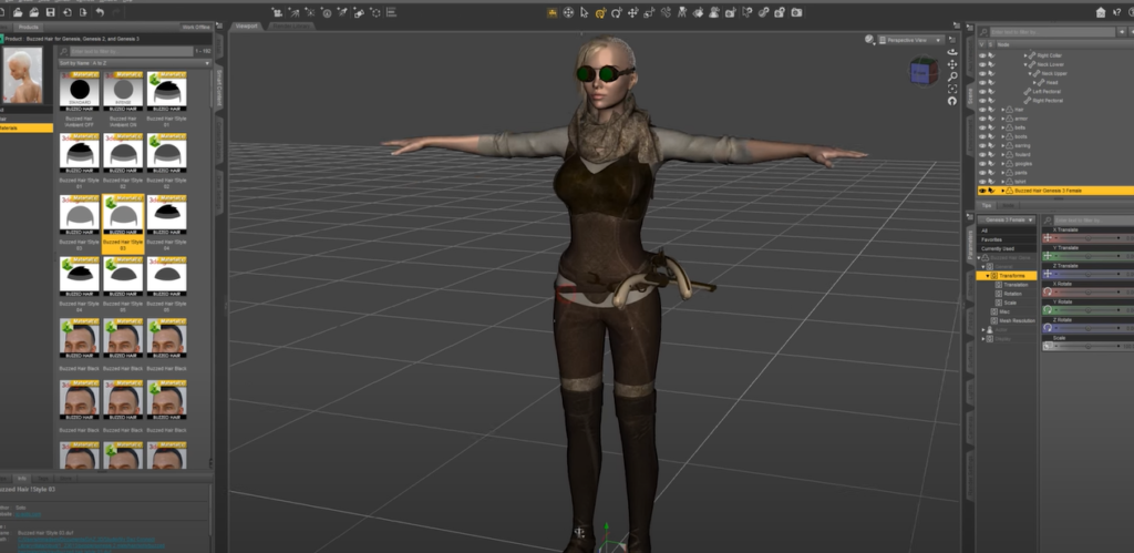 Daz Studio in action on a 3D character