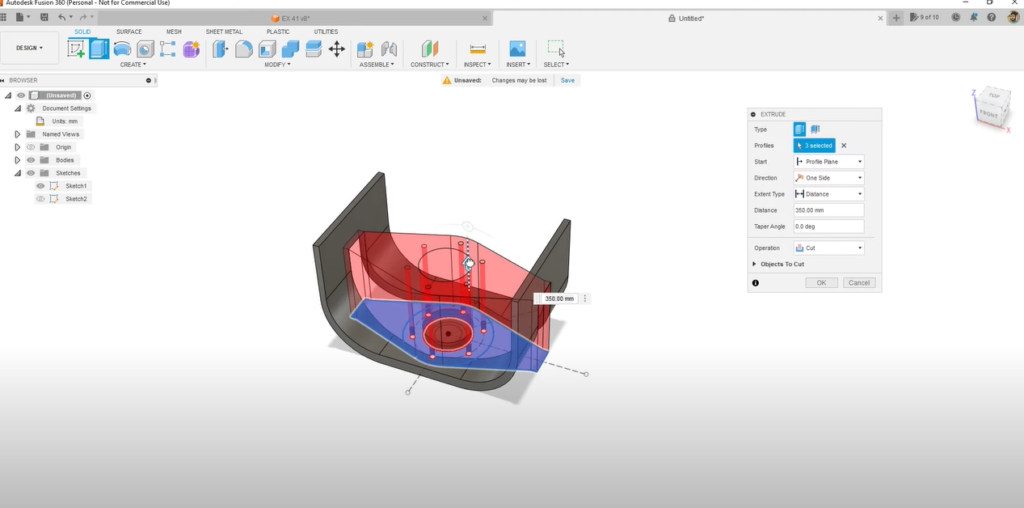 Fusion 360 in action on a 3D object