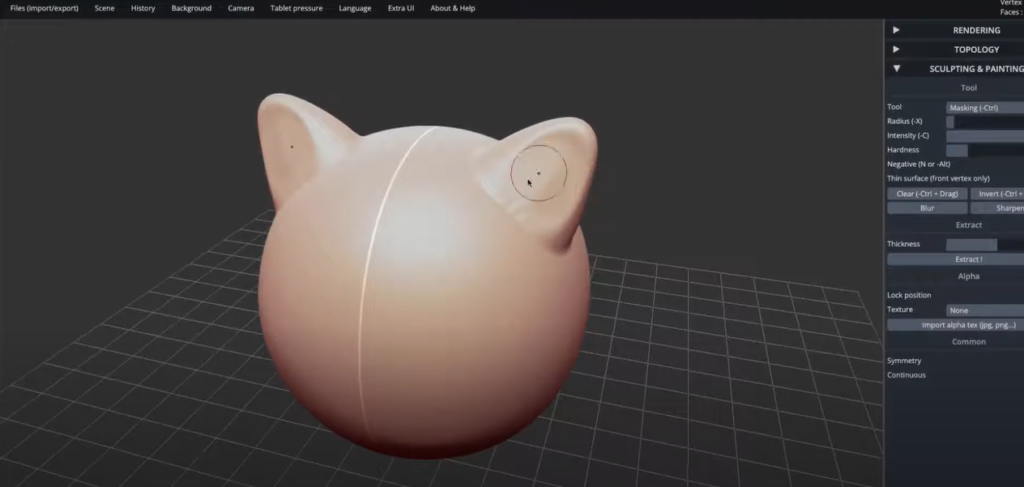 Screenshot of 3D design in SculptGL