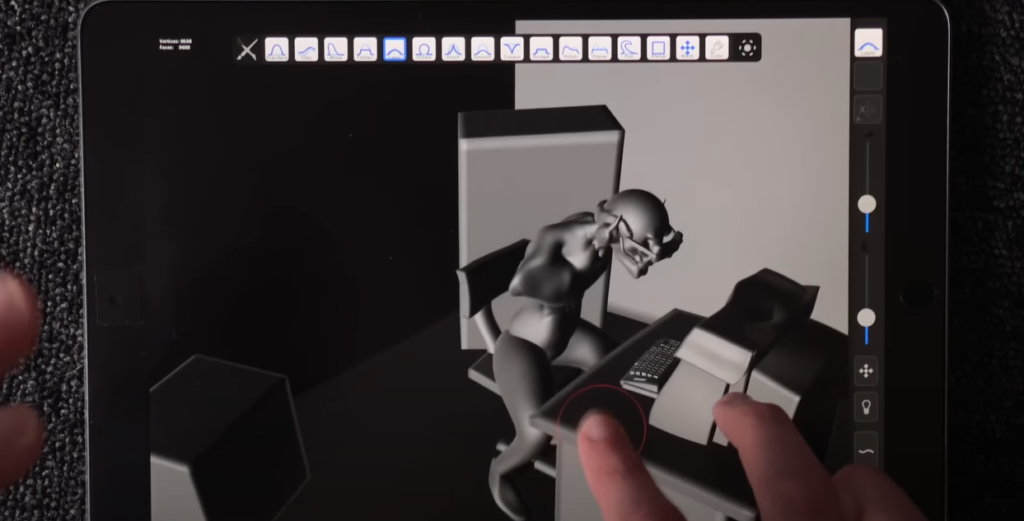 Person sculpting in 3D using an iPad