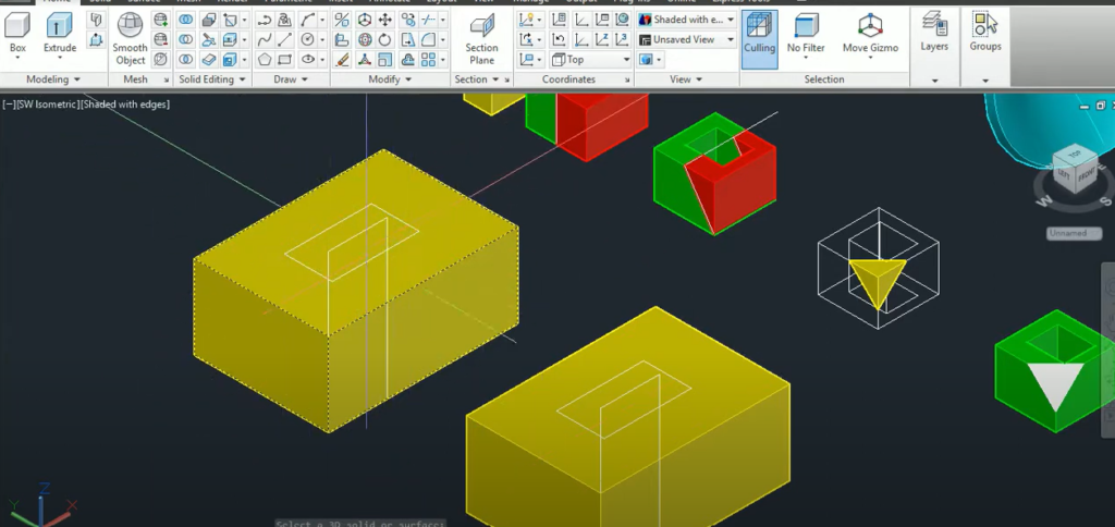 Computer displaying AutoCAD 3D Basics Solid Editing