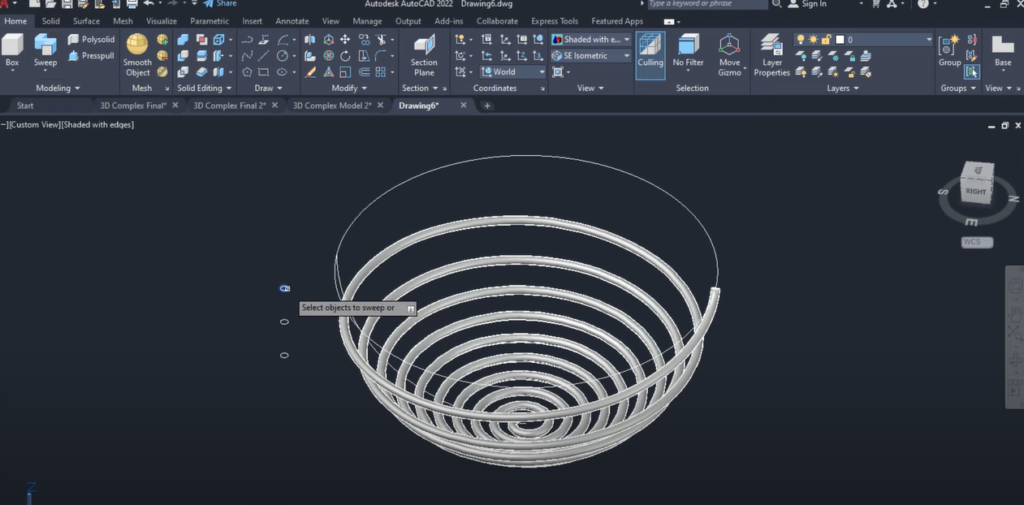 AutoCAD 3D modeling project in progress