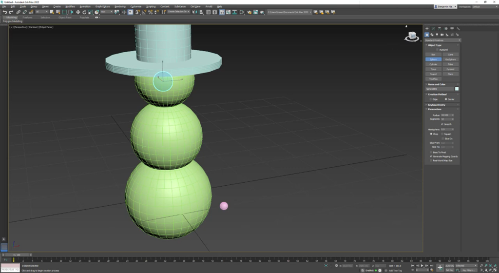 creating snowman in 3d modeling software