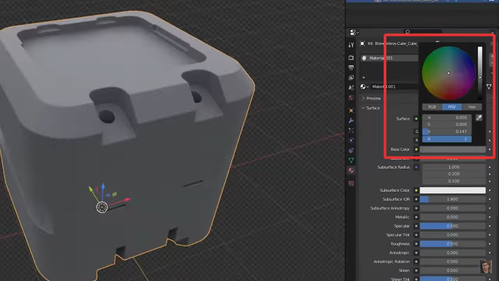 choosing texture for dark gray figure in 3D modeling software