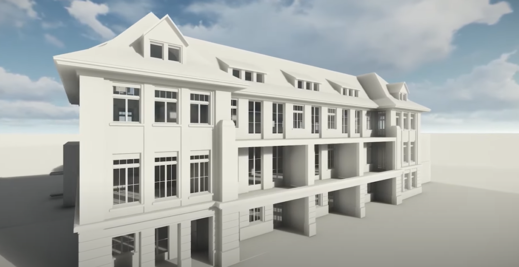 3D render of a white building